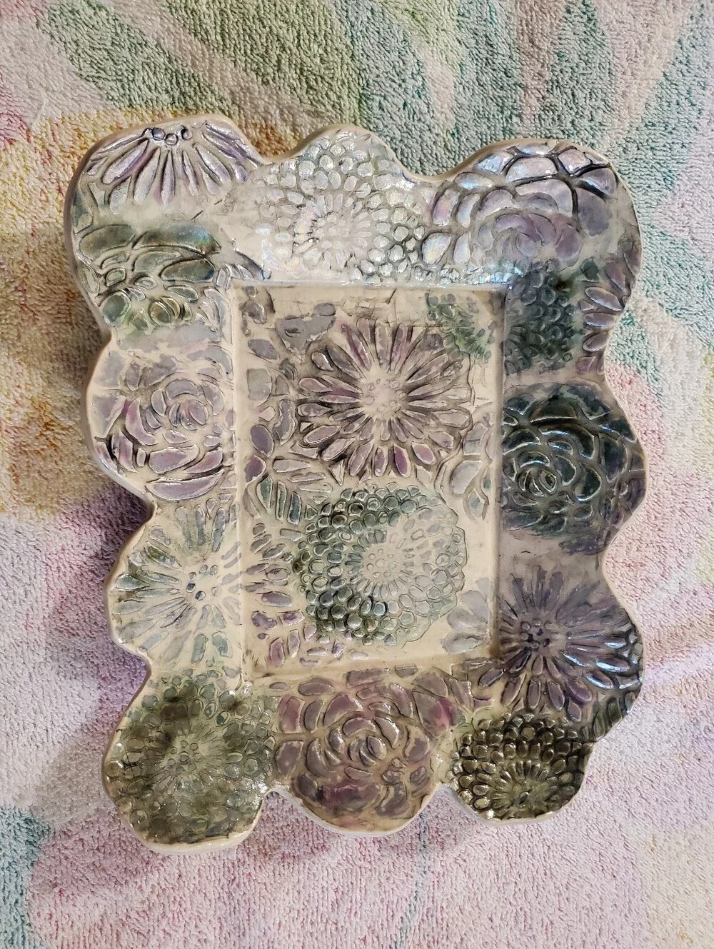 Vintage Floral Handmade Decorative Ceramic Tray